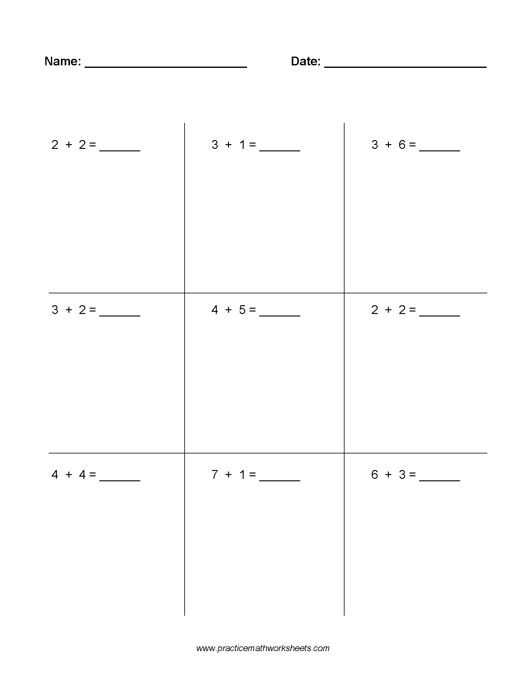 Addition worksheet