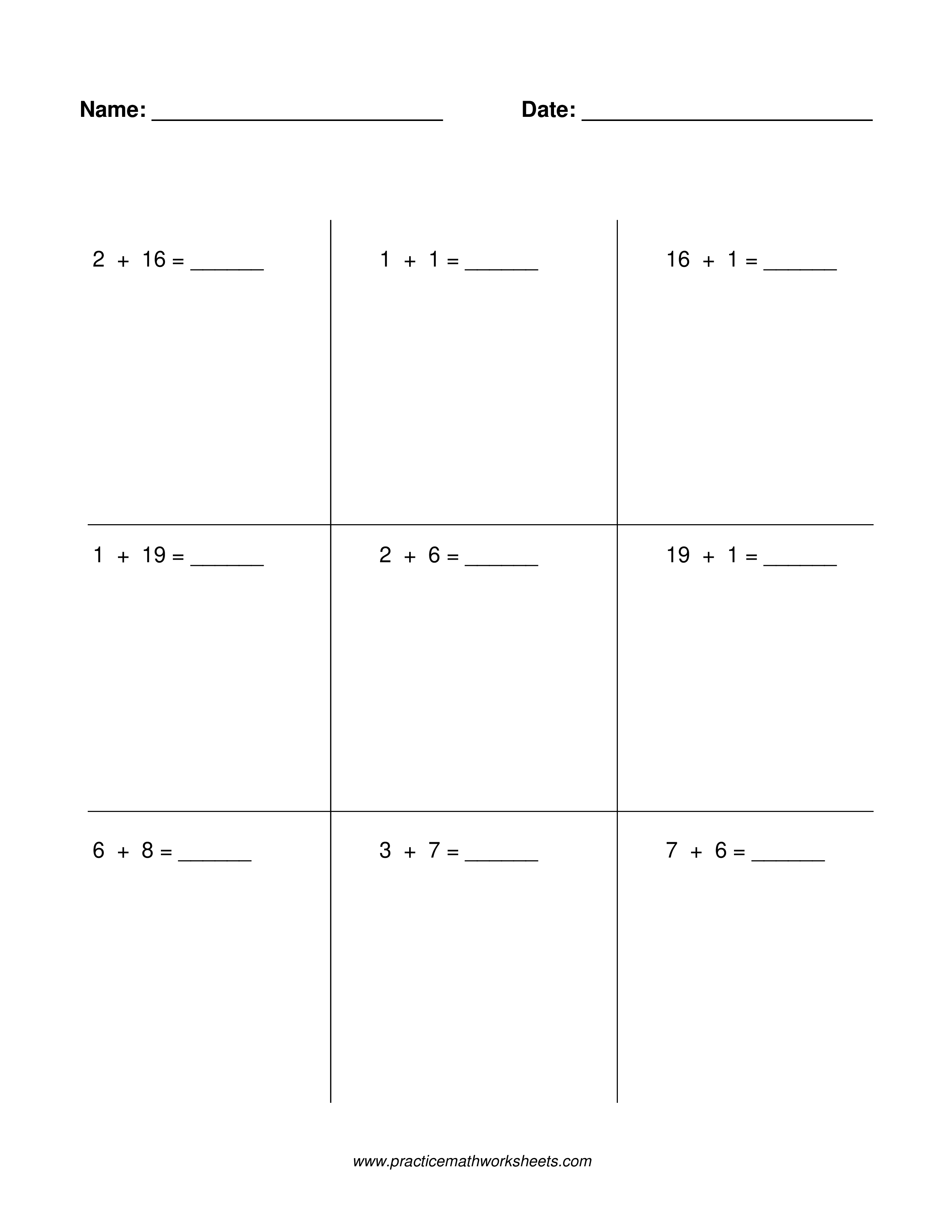 Addition worksheet