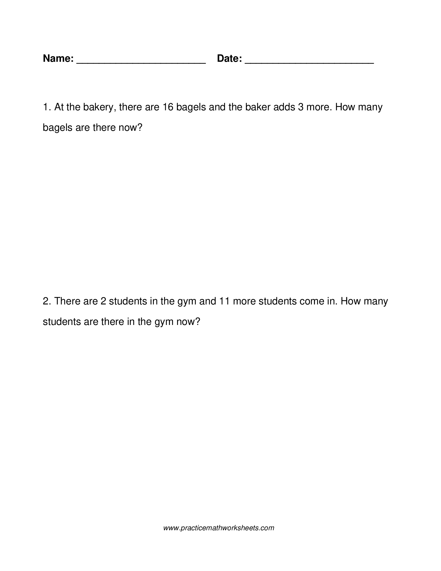 Addition Word Problems within 20